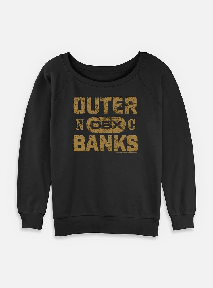 Outer Banks Distressed Logo Womens Slouchy Sweatshirt