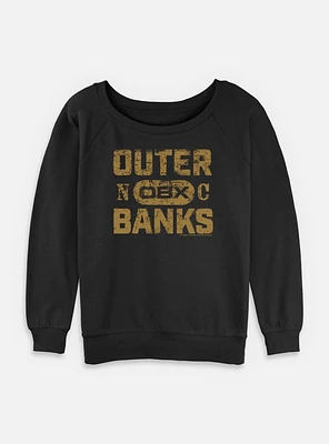 Outer Banks Distressed Logo Womens Slouchy Sweatshirt
