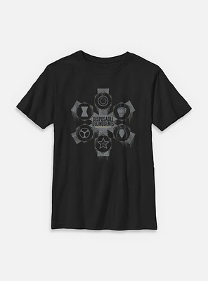 Marvel Thunderbolts* Disposable Delinquents Logos Youth T-Shirt