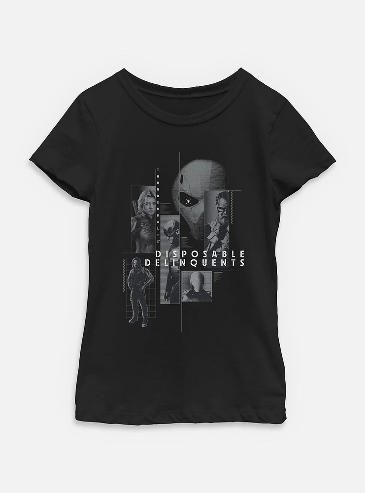 Marvel Thunderbolts* Disposable Delinquents Group Youth Girls T-Shirt