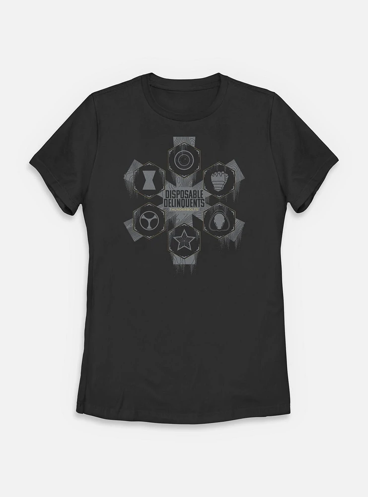 Marvel Thunderbolts* Disposable Delinquents Logos Womens T-Shirt