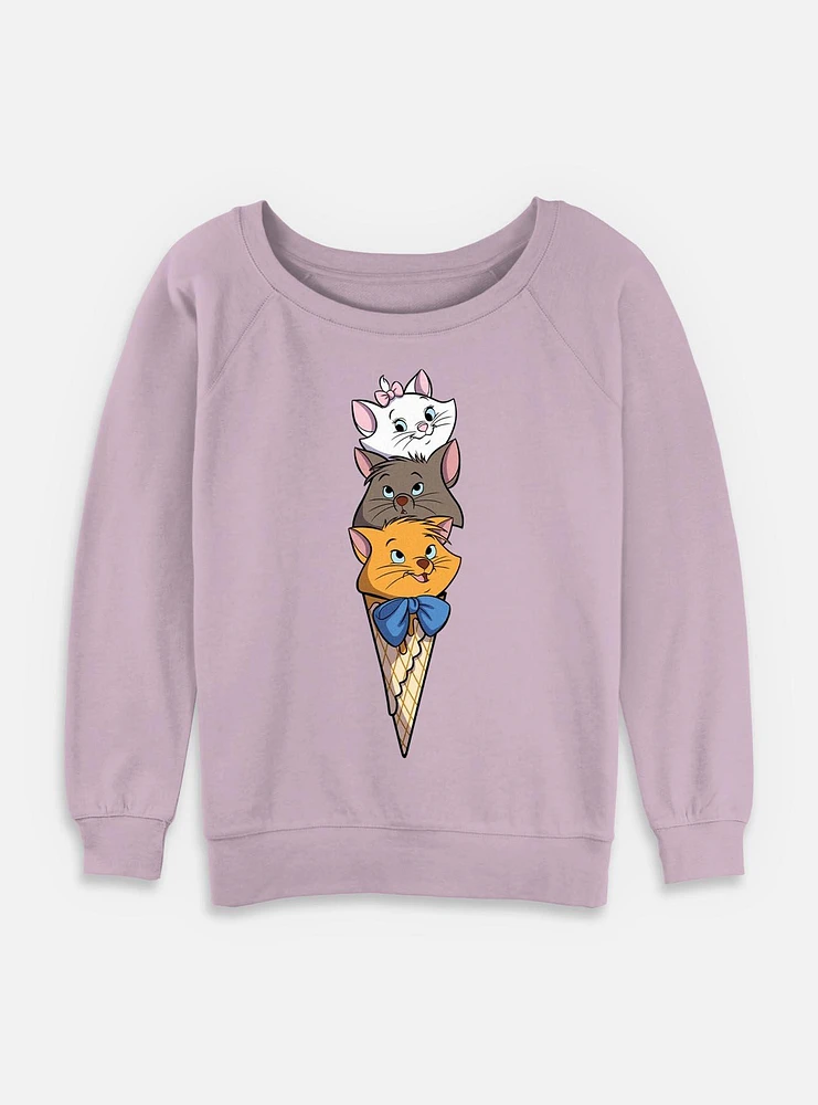 Disney The Aristocats Kitten Ice Cream Stack Womens Slouchy Sweatshirt