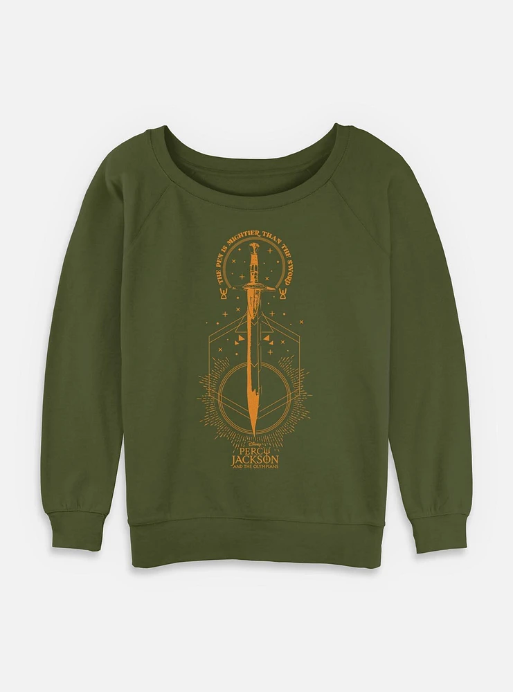 Percy Jackson And The Olympians Pen Above Sword Womens Slouchy Sweatshirt