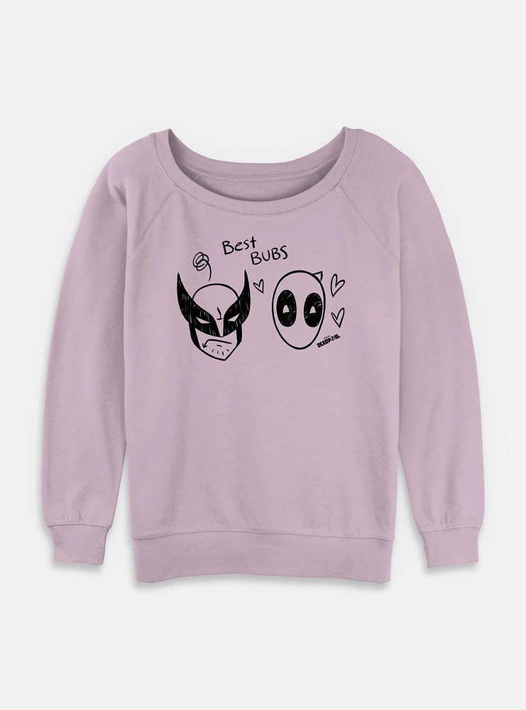 Deadpool 3 Best Bubs Scribbles Womens Slouchy Sweatshirt