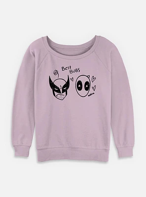 Deadpool 3 Best Bubs Scribbles Womens Slouchy Sweatshirt