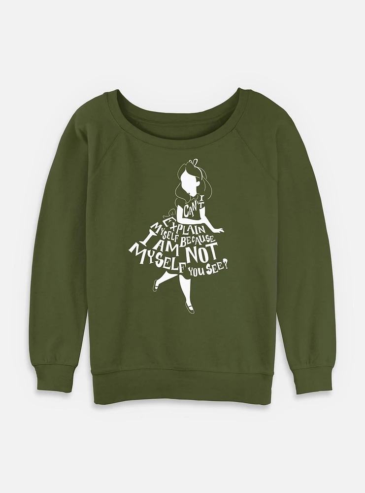 Disney Alice Wonderland Not Womens Slouchy Sweatshirt