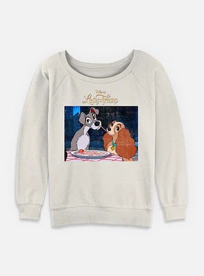Disney Lady and the Tramp Share Spaghetti Womens Slouchy Sweatshirt