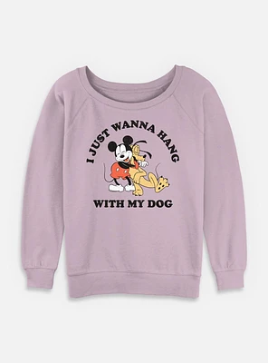 Disney Mickey MouseHang With My Dog Womens Slouchy Sweatshirt