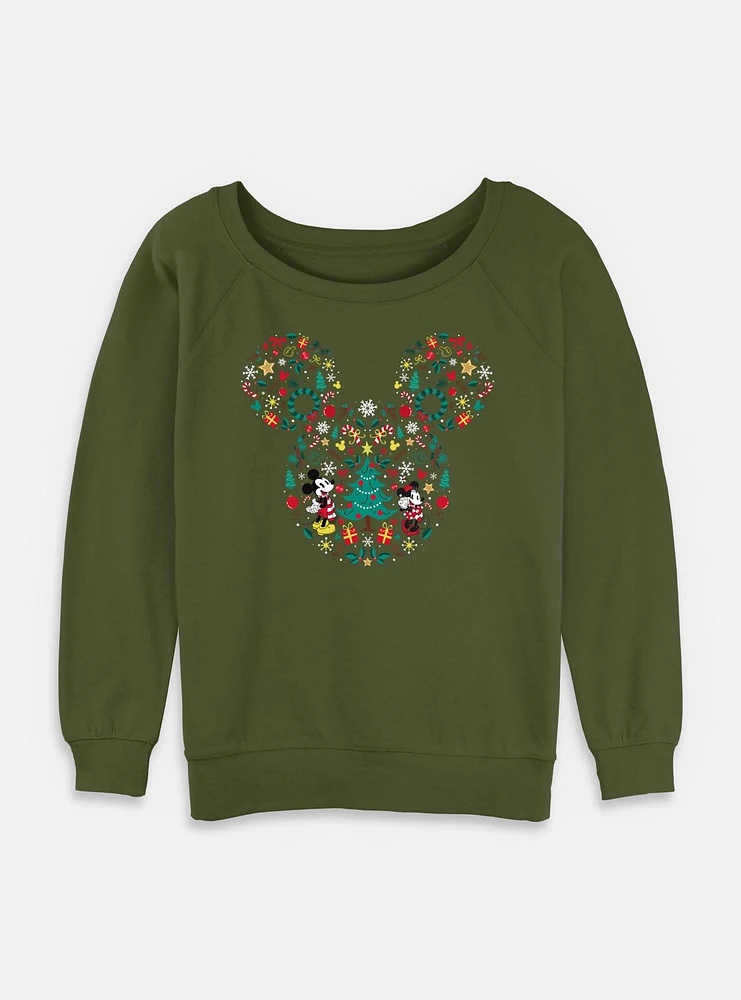 Disney Mickey Mouse Icon Ear Fill Womens Slouchy Sweatshirt