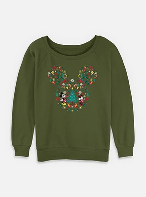 Disney Mickey Mouse Icon Ear Fill Womens Slouchy Sweatshirt