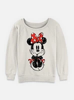 Disney Minnie Mouse Sitting Sketch Womens Slouchy Sweatshirt