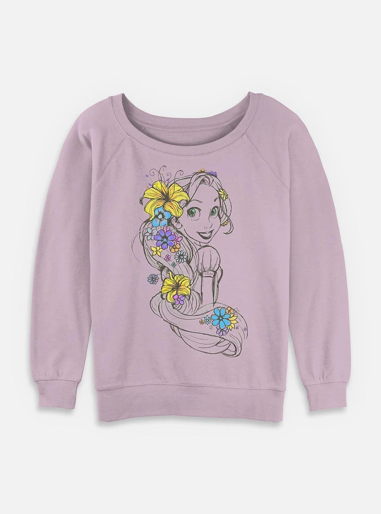 Disney Tangled Rapunzel Sketch Womens Slouchy Sweatshirt