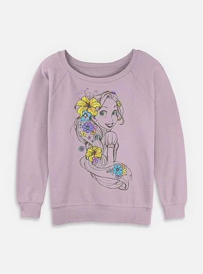 Disney Tangled Rapunzel Sketch Womens Slouchy Sweatshirt