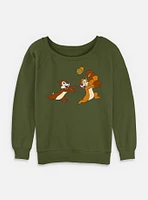 Disney Chip 'n Dale Acorn Big Characters Womens Slouchy Sweatshirt