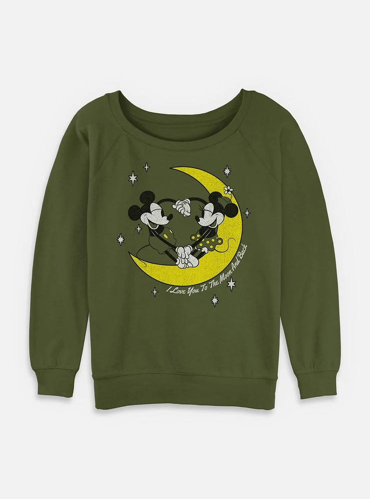 Disney Mickey Mouse The Moon Womens Slouchy Sweatshirt