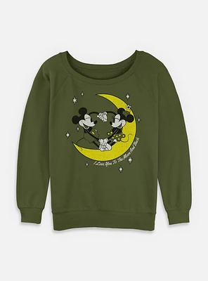 Disney Mickey Mouse The Moon Womens Slouchy Sweatshirt