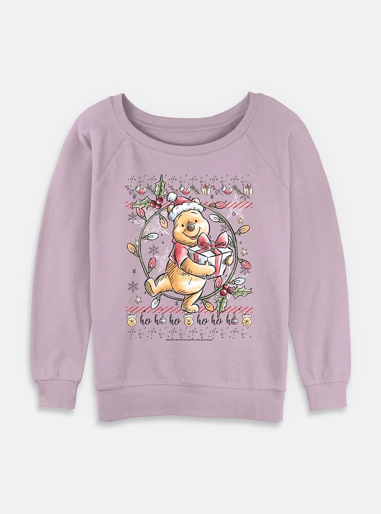Disney Winnie The Pooh Christmas Bear Womens Slouchy Sweatshirt