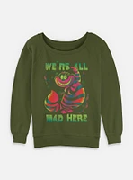 Disney Alice Wonderland Cheshire Rainbow Womens Slouchy Sweatshirt