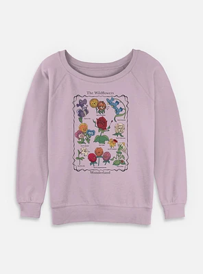 Disney Alice Wonderland Flowers Womens Slouchy Sweatshirt