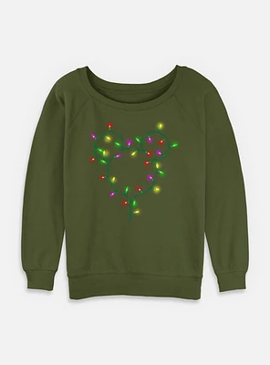 Disney Mickey MouseChristmas Light Strand Womens Slouchy Sweatshirt