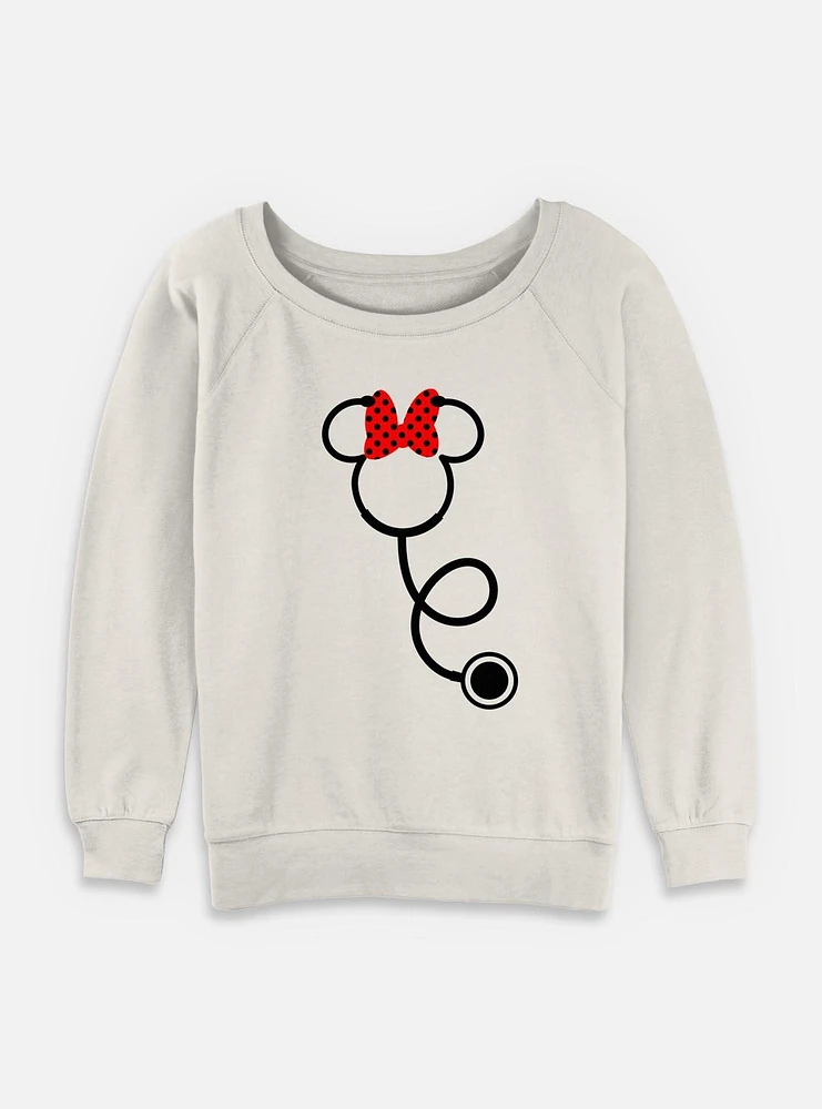 Disney Minnie Mouse Stethoscope Womens Slouchy Sweatshirt