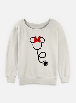 Disney Minnie Mouse Stethoscope Womens Slouchy Sweatshirt