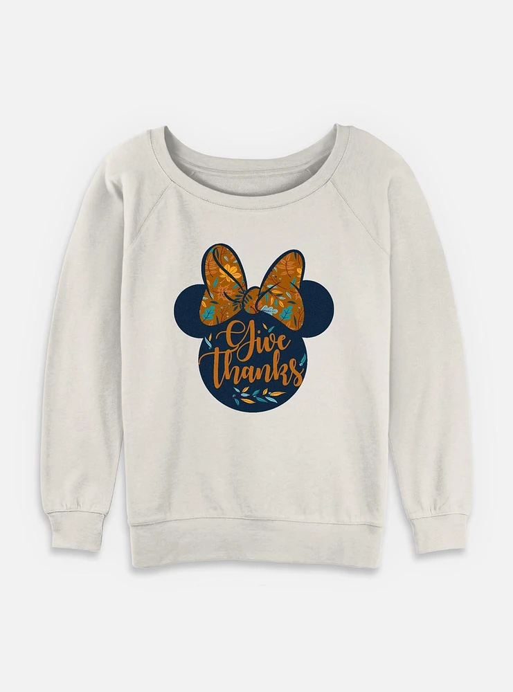 Disney Minnie Mouse Give Thanks Womens Slouchy Sweatshirt