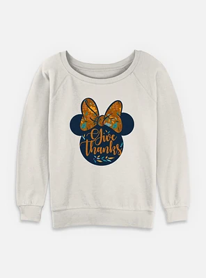 Disney Minnie Mouse Give Thanks Womens Slouchy Sweatshirt