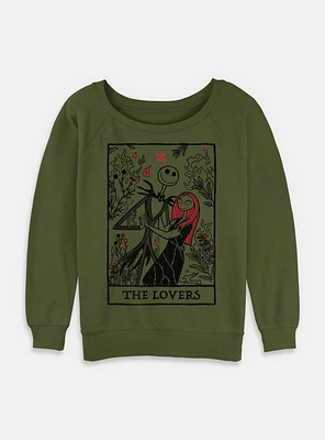 The Nightmare Before Christmas Loving Death Jack and Sally Womens Slouchy Sweatshirt