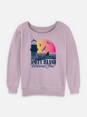 Jaws Amity Island Welcomes You Womens Slouchy Sweatshirt