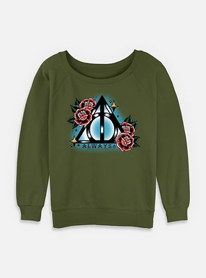 Harry Potter Deathly Hallows Flash Womens Slouchy Sweatshirt