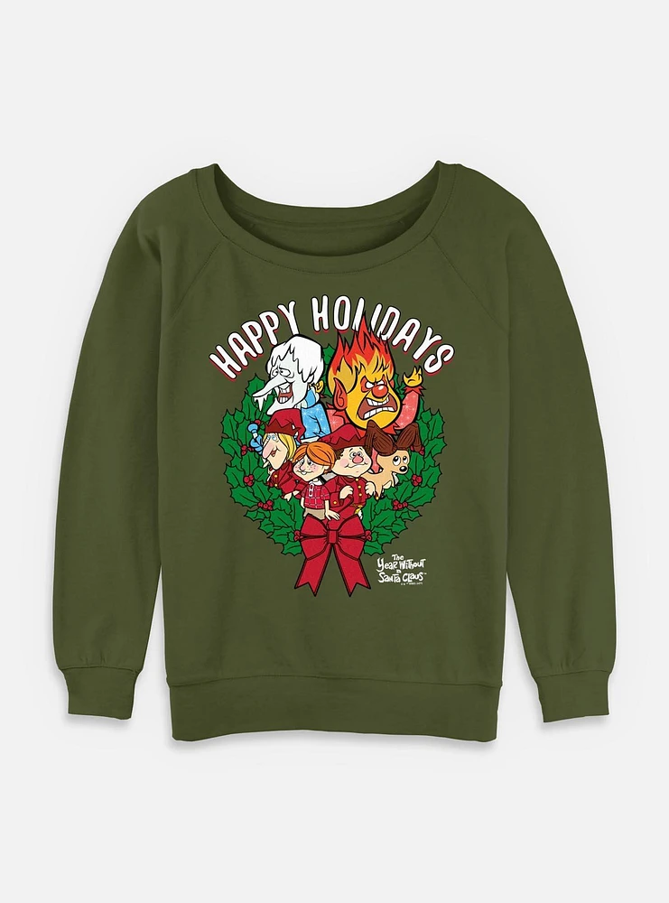 A Year Without Santa Wreath Group Womens Slouchy Sweatshirt