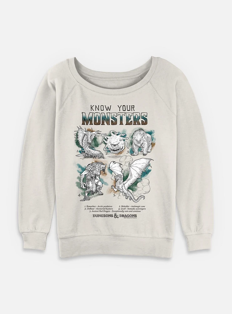 Dungeons & Dragons Know Your Monsters Womens Slouchy Sweatshirt