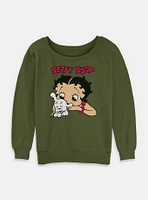 Betty Boop And Pudgy Womens Slouchy Sweatshirt