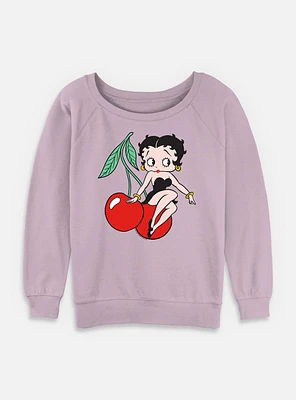 Betty Boop Cherries  Womens Slouchy Sweatshirt