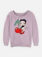 Betty Boop Cherries  Womens Slouchy Sweatshirt