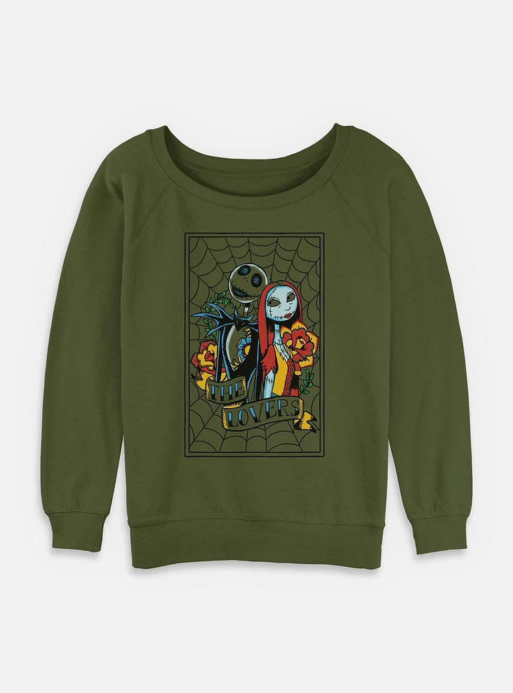 The Nightmare Before Christmas Jack and Sally Lovers Womens Slouchy Sweatshirt