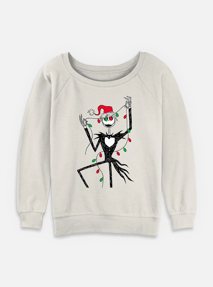 The Nightmare Before Christmas Santa Jack Lights Womens Slouchy Sweatshirt