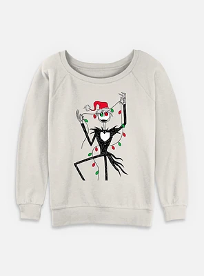 The Nightmare Before Christmas Santa Jack Lights Womens Slouchy Sweatshirt