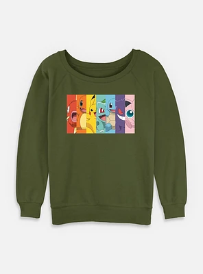 Pokemon Poke Rainbow Womens Slouchy Sweatshirt