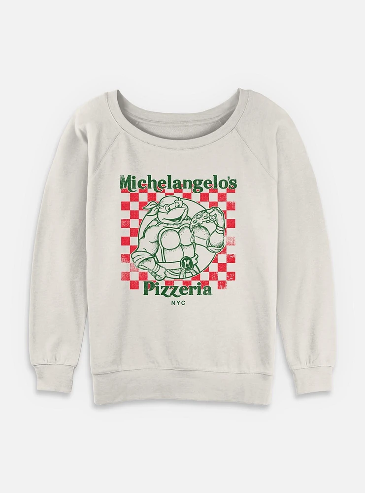 Teenage Mutant Ninja Turtles Mikeys Pizza Womens Slouchy Sweatshirt