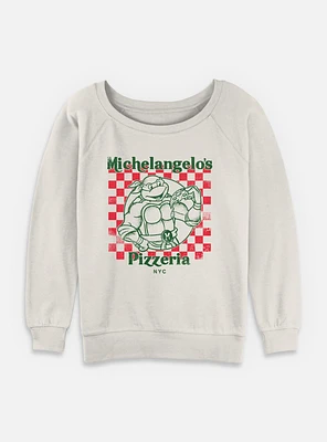 Teenage Mutant Ninja Turtles Mikeys Pizza Womens Slouchy Sweatshirt