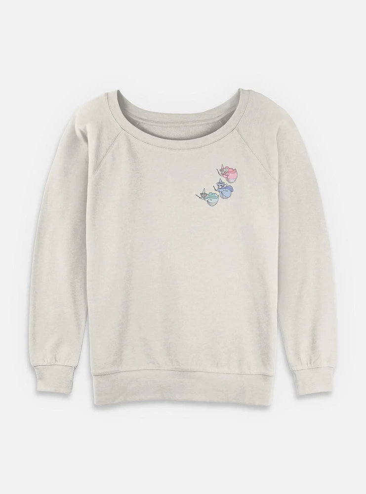 Disney Sleeping Beauty Fairy Trio Pocket Womens Slouchy Sweatshirt