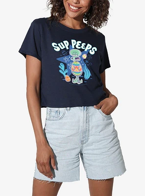 SpongeBob SquarePants Easter Squidward 'Sup Peeps Womens Crop Top