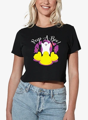 Peeps Peep-A-Boo Ghost Halloween Womens Crop Top