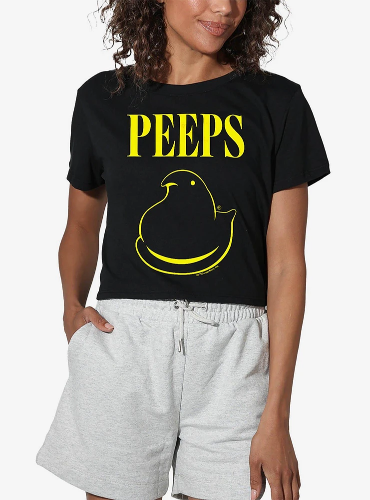 Peeps Easter Black And Yellow Womens Crop Top