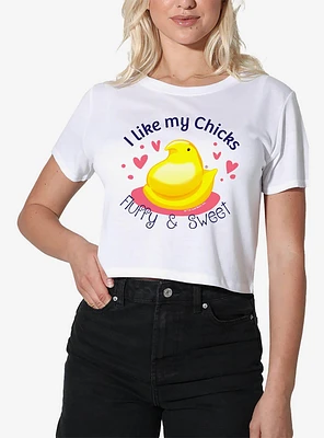 Peeps Easter I Like My Chicks Fluffy And Sweet Womens Crop Top
