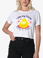 Peeps Easter I Like My Chicks Fluffy And Sweet Womens Crop Top