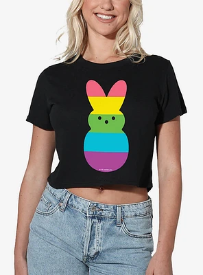 Peeps Rainbow Striped Easter Bunny Womens Crop Top