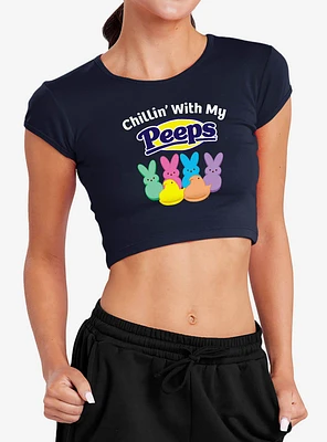 Peeps Easter Chillin' With My Baby Rib Womens Crop Top